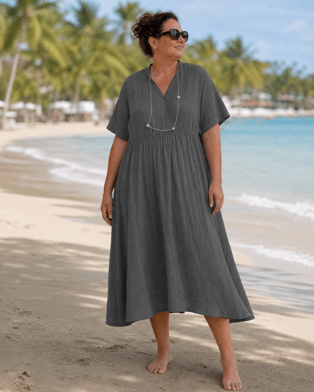 Women's Textured Midi Dress With Relaxed Silhouette Klara