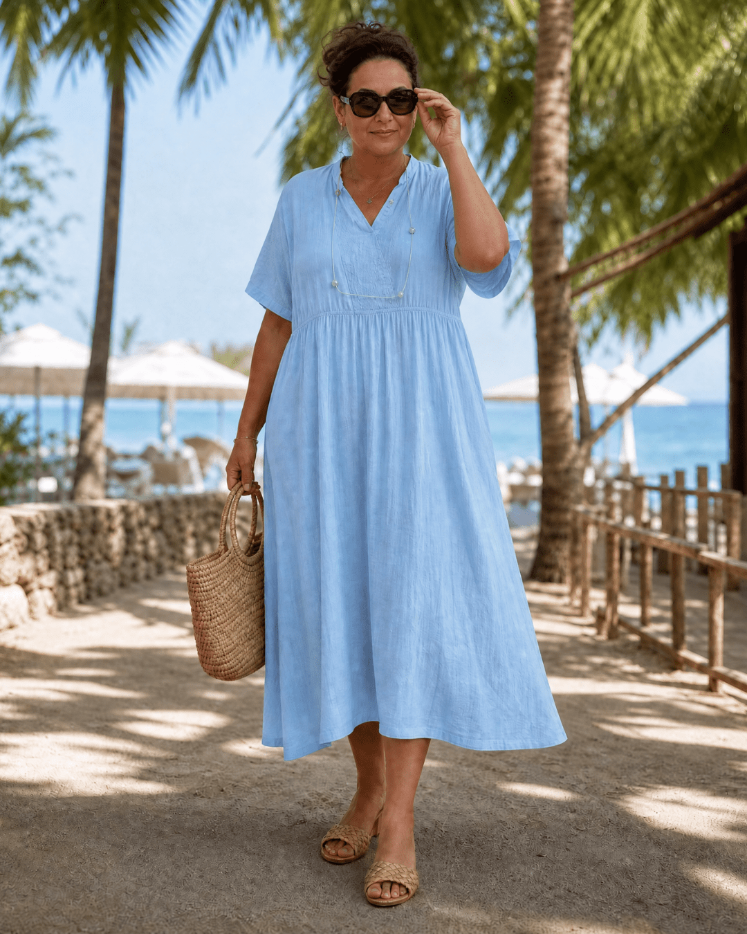 Women's Textured Midi Dress With Relaxed Silhouette Klara