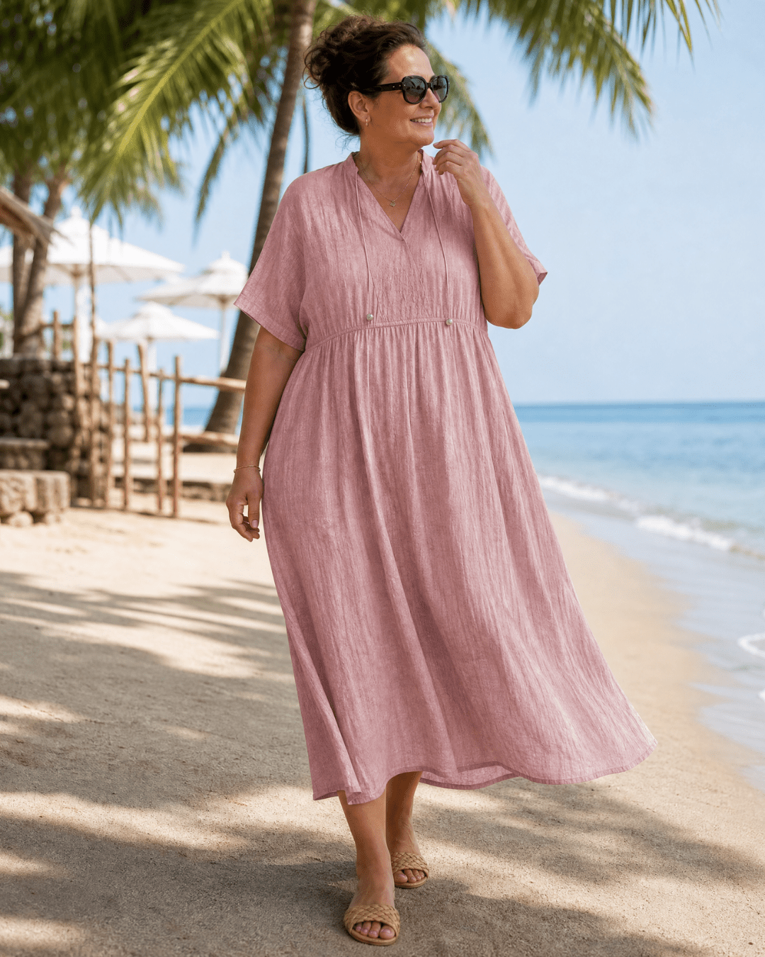 Women's Textured Midi Dress With Relaxed Silhouette Klara