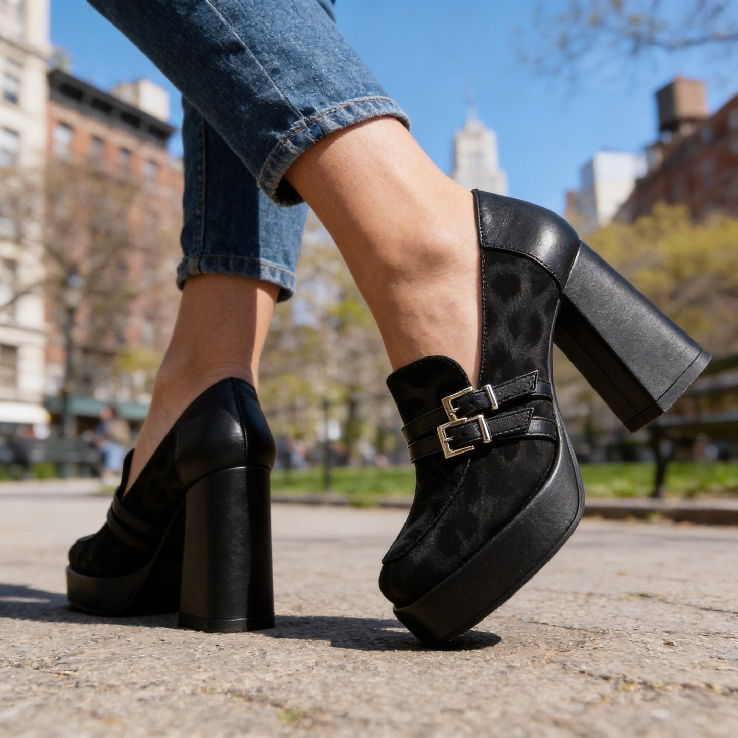 Women's Textured Platform Loafers Klara