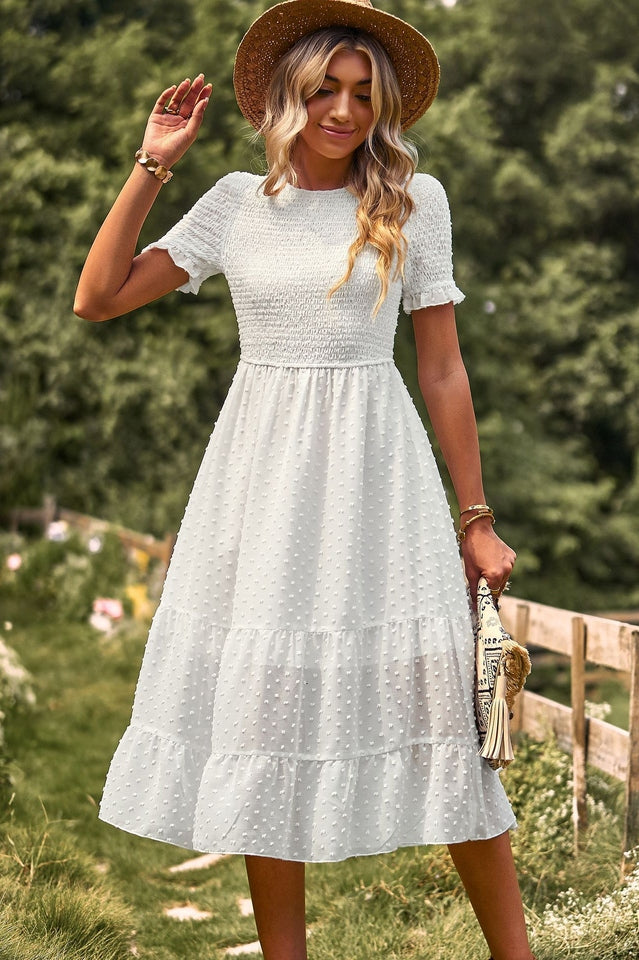 Women's Textured Smocked Midi Dress Klara