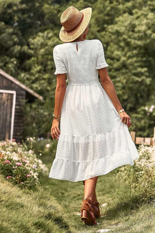 Women's Textured Smocked Midi Dress Klara