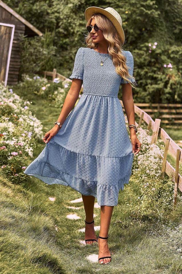 Women's Textured Smocked Midi Dress Klara