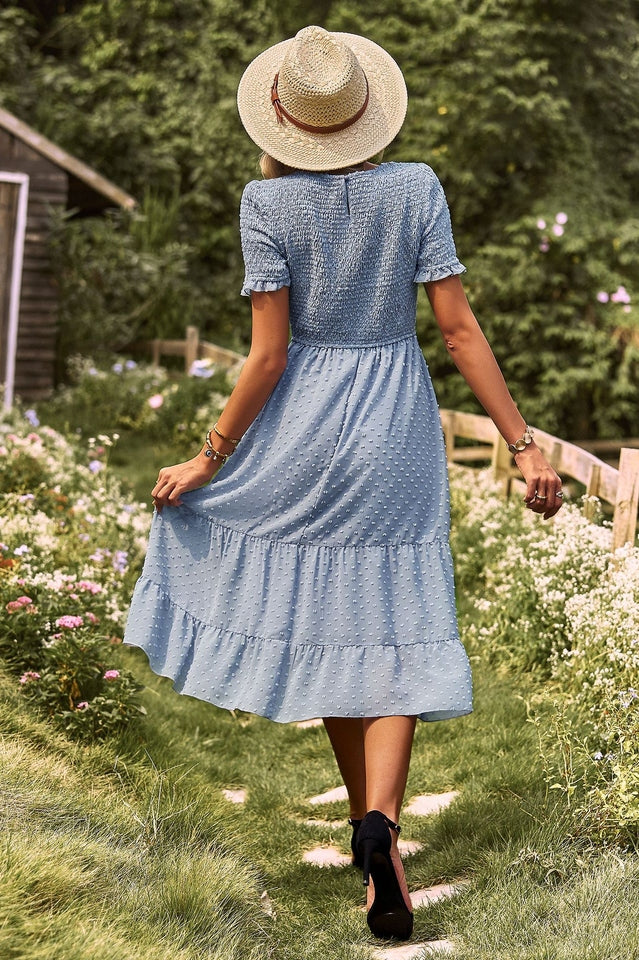 Women's Textured Smocked Midi Dress Klara