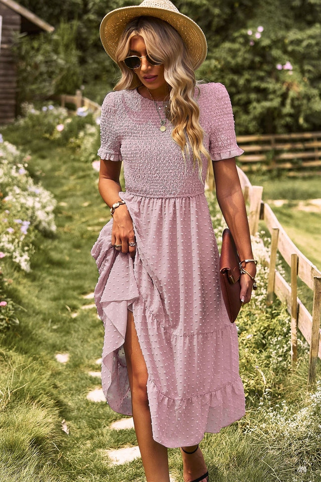 Women's Textured Smocked Midi Dress Klara