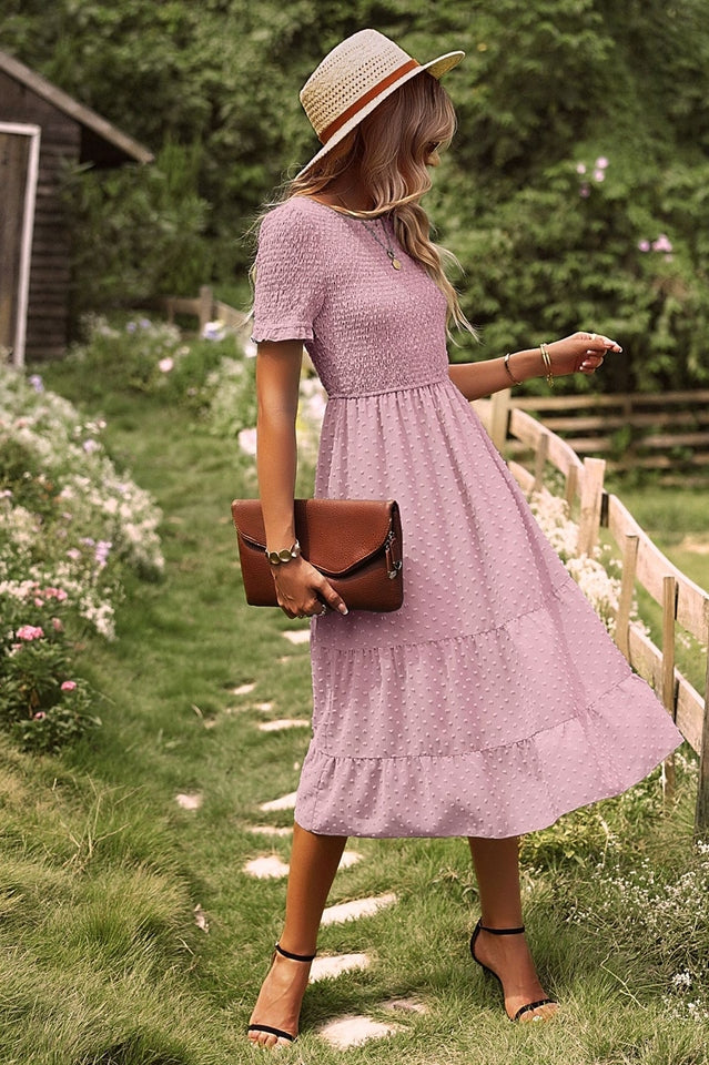Women's Textured Smocked Midi Dress Klara