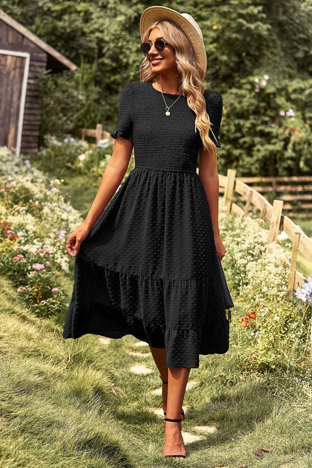 Women's Textured Smocked Midi Dress Klara
