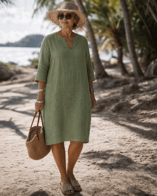 Women's Textured V-Neck Summer Dress Klara