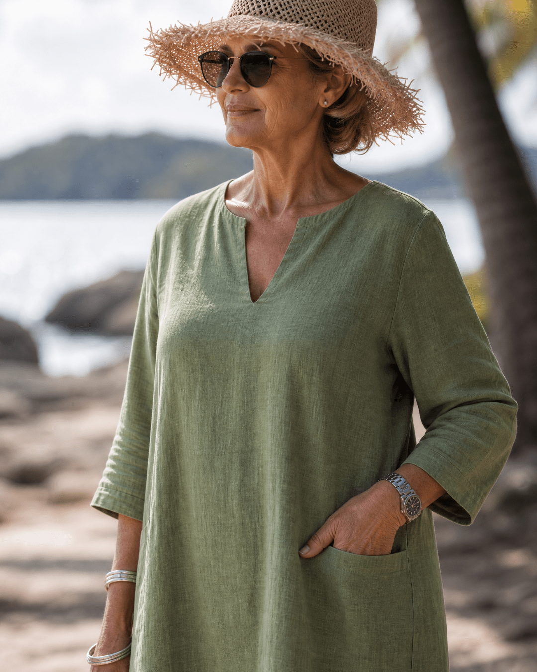 Women's Textured V-Neck Summer Dress Klara