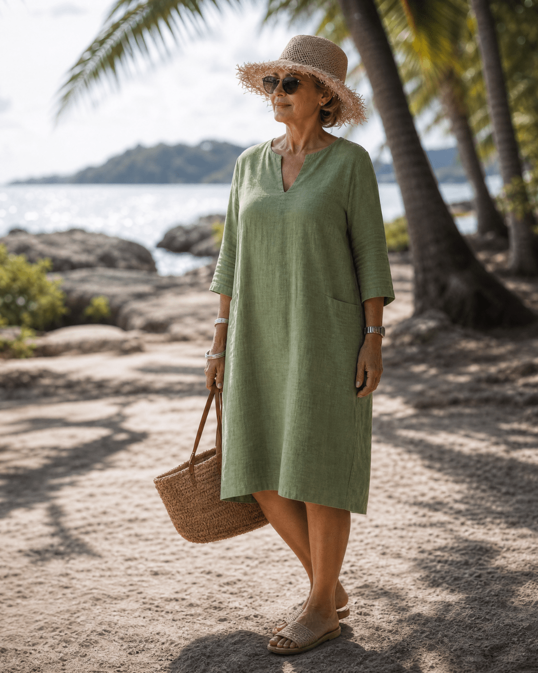 Women's Textured V-Neck Summer Dress Klara