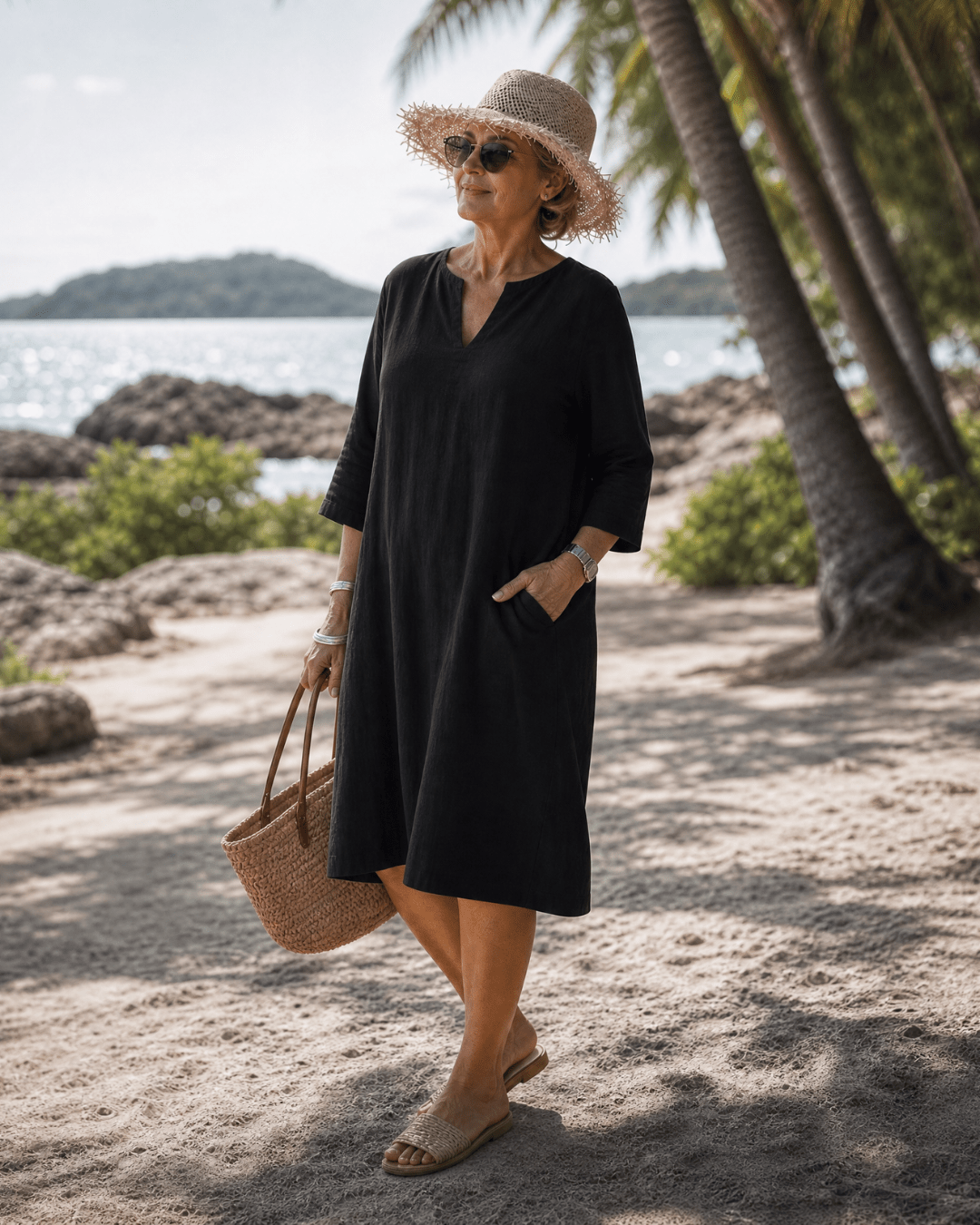 Women's Textured V-Neck Summer Dress Klara