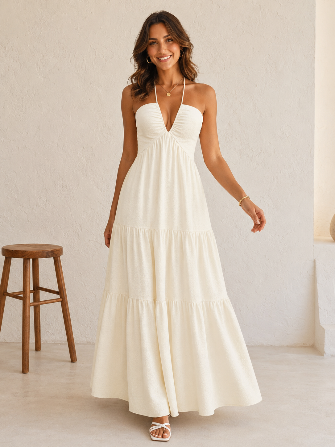 Women's Tiered Backless Capri Dress Klara
