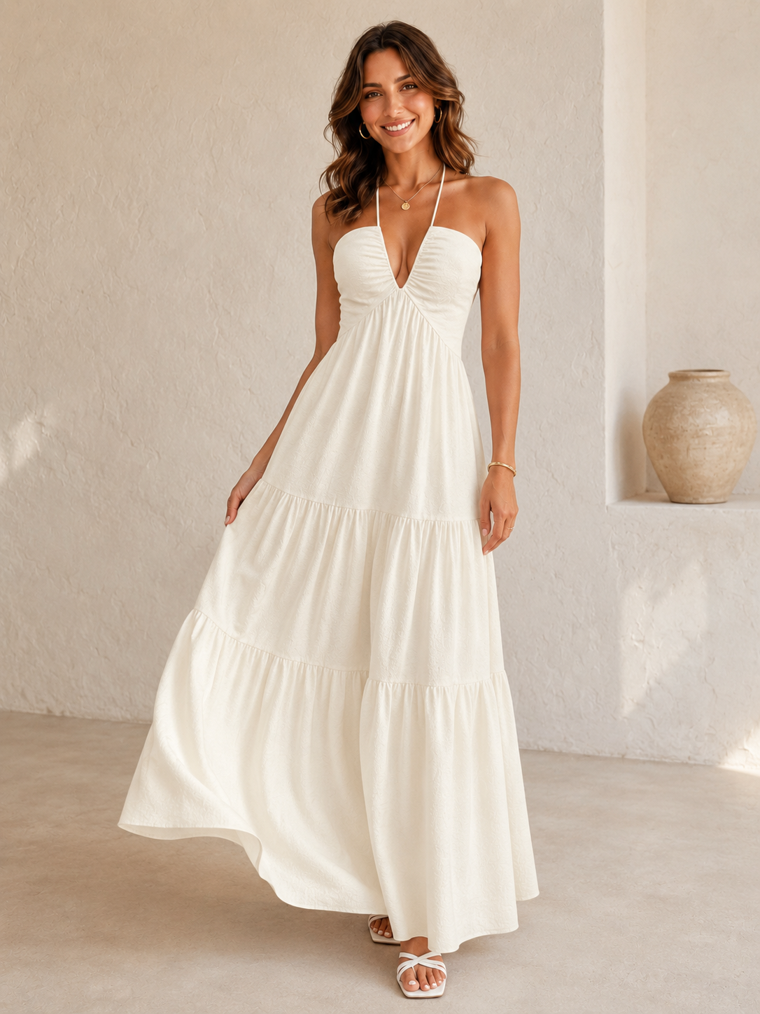 Women's Tiered Backless Capri Dress Klara