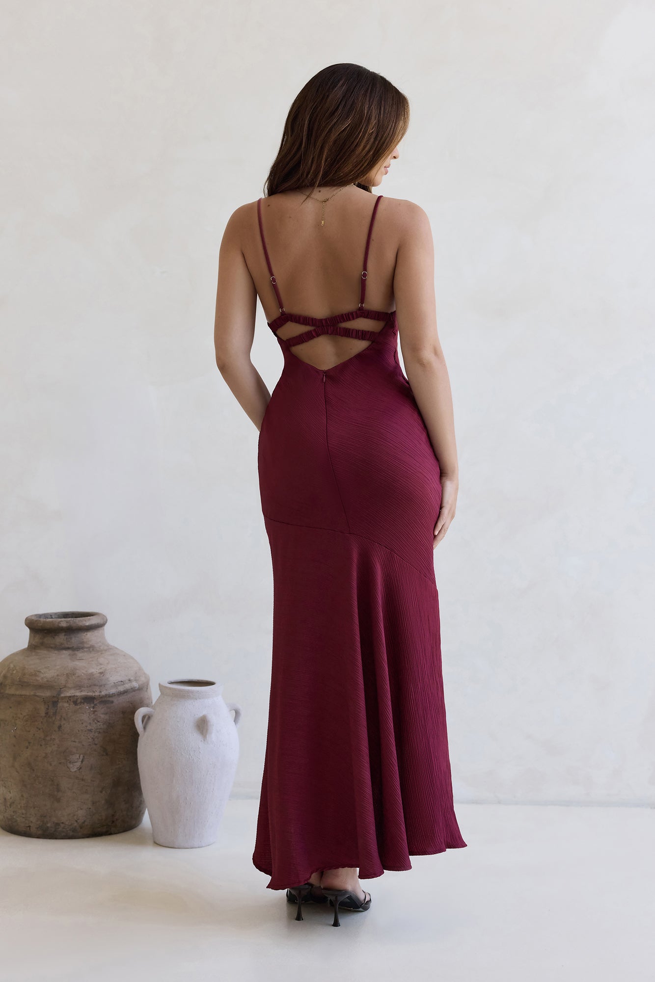Women's V-Neck Asymmetrical Hem Maxi Dress Klara