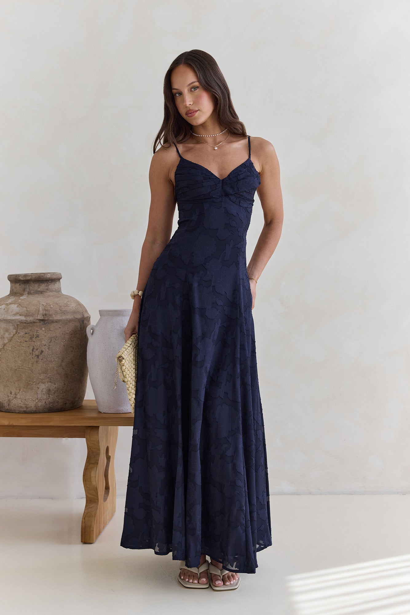 Women's V-Neck Pleated Maxi Dress Klara