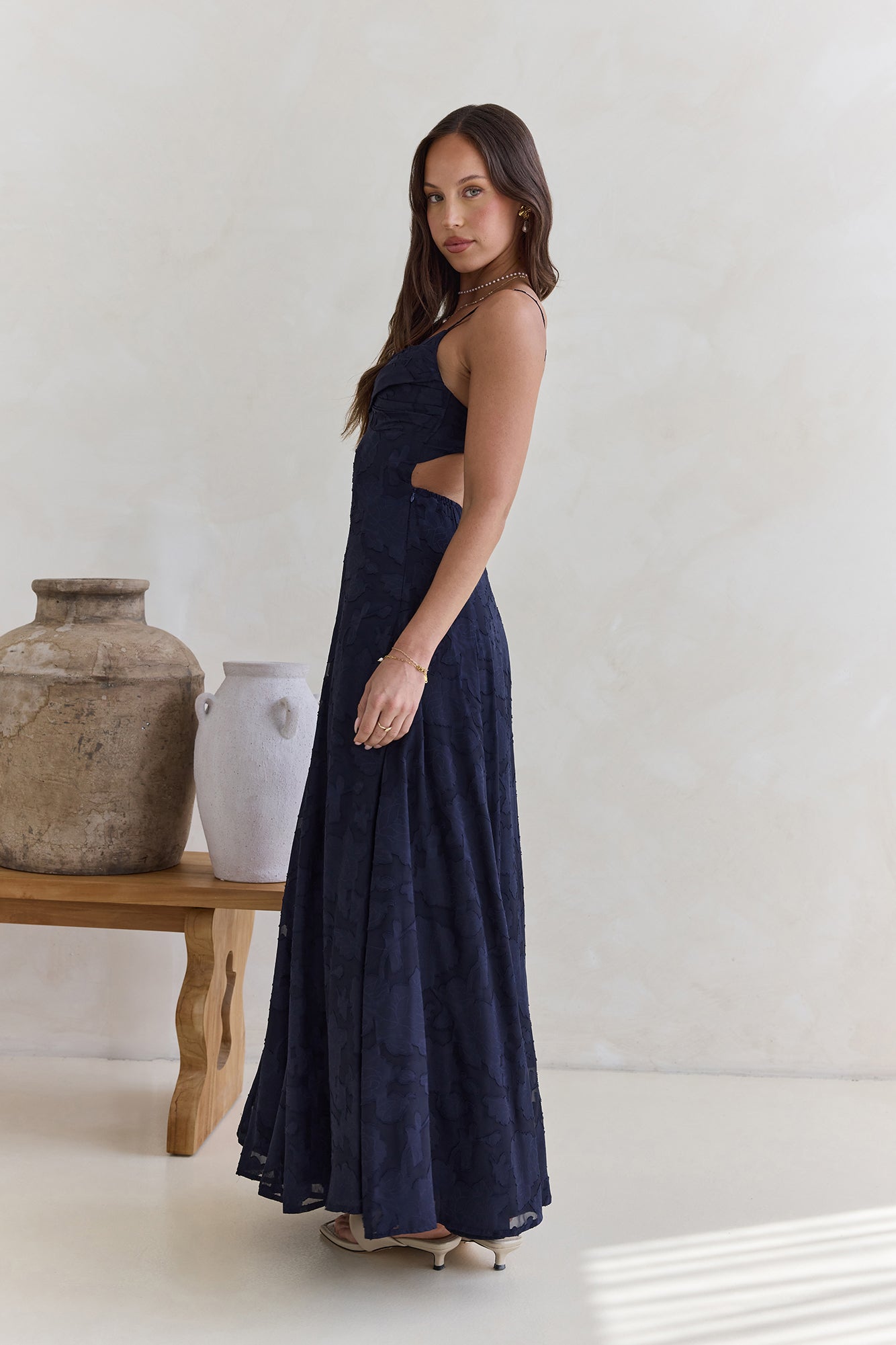 Women's V-Neck Pleated Maxi Dress Klara