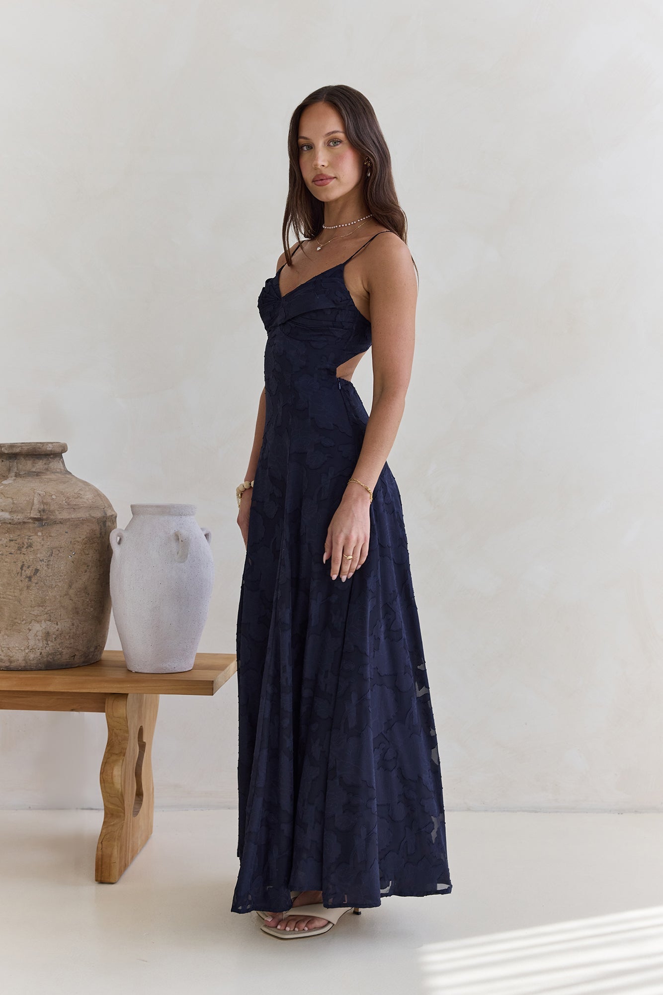 Women's V-Neck Pleated Maxi Dress Klara