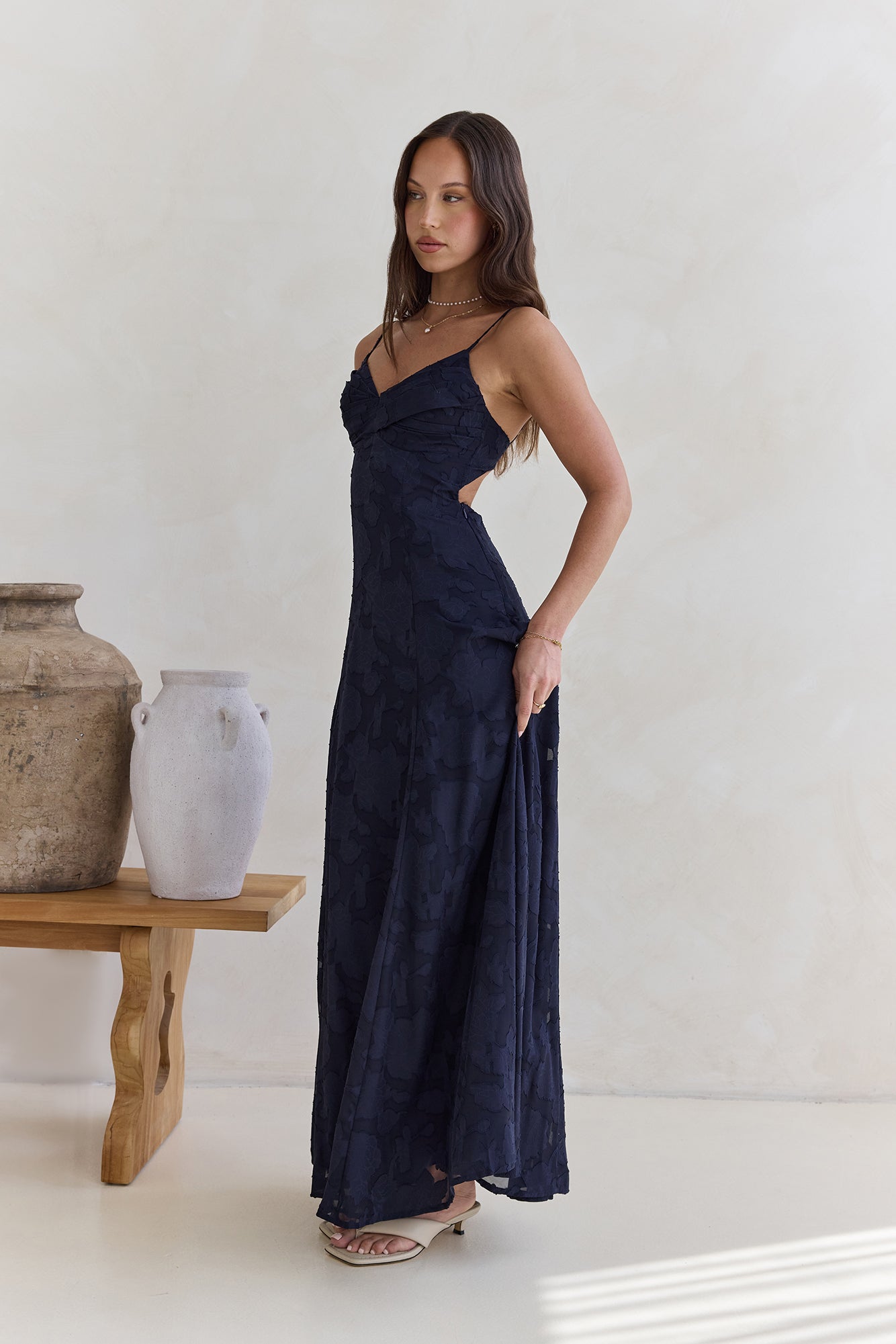Women's V-Neck Pleated Maxi Dress Klara