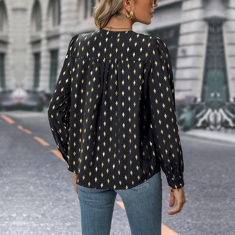 Women's V-Neck Ruffle Detail Blouse Klara