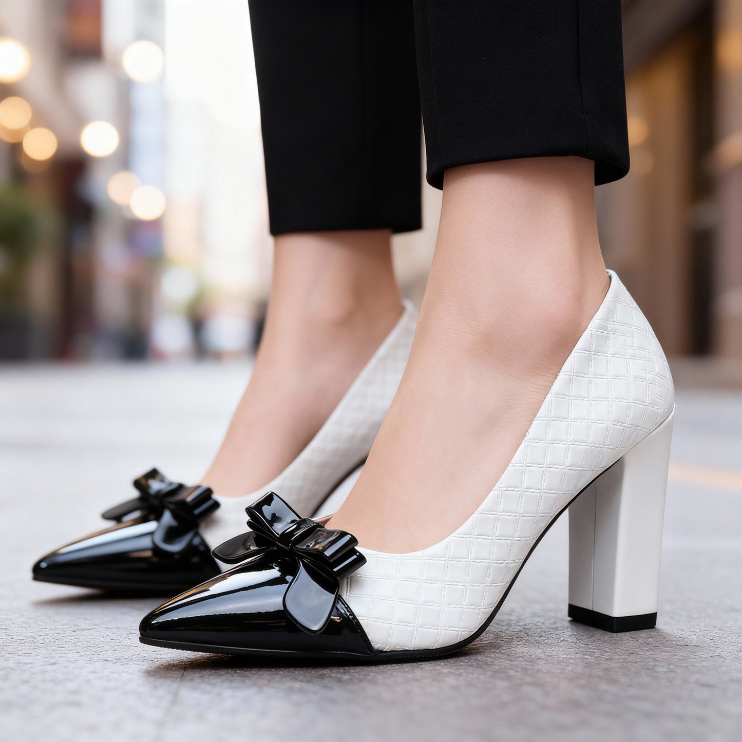 Women's Vegan Leather High Heels with Bow Detail Klara