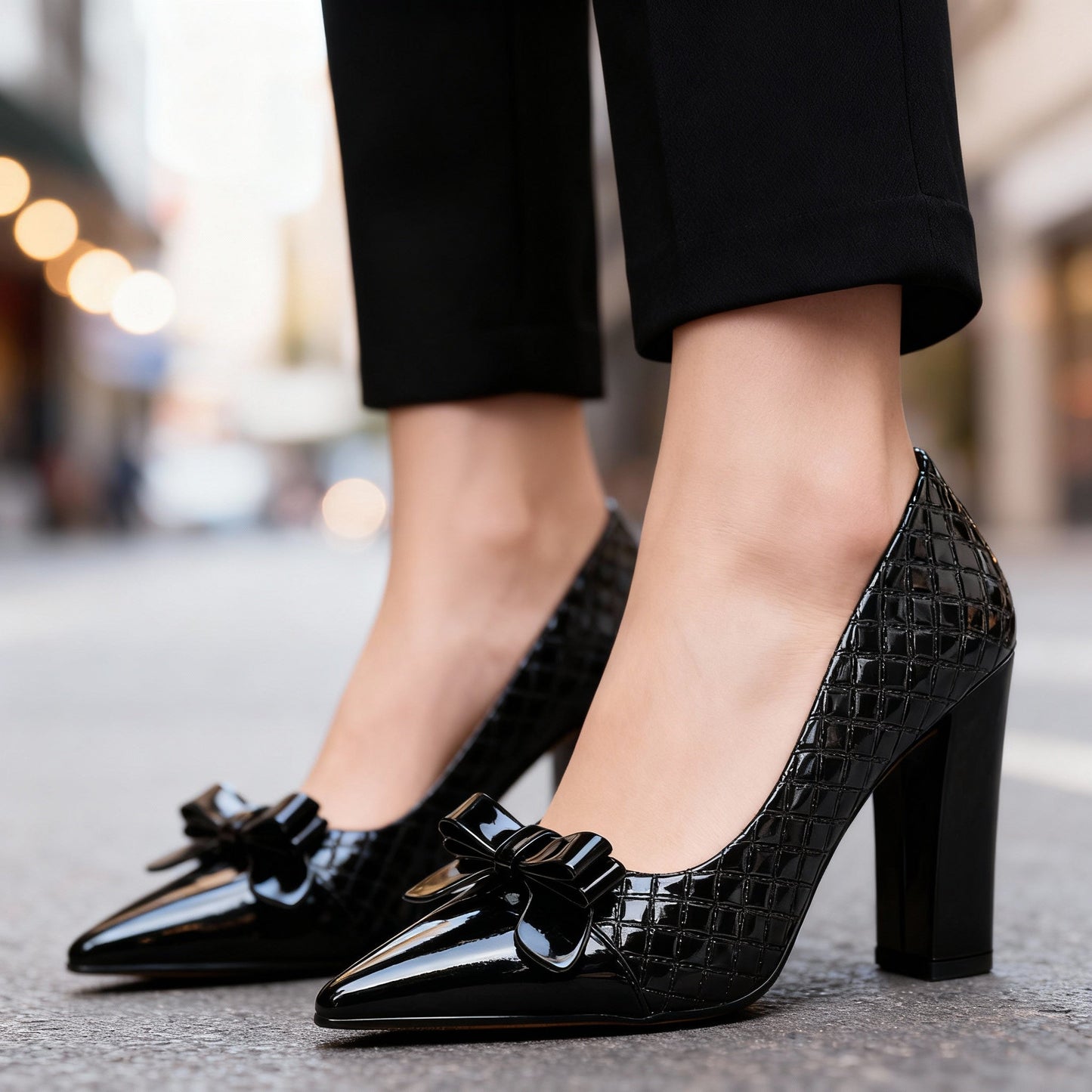 Women's Vegan Leather High Heels with Bow Detail Klara