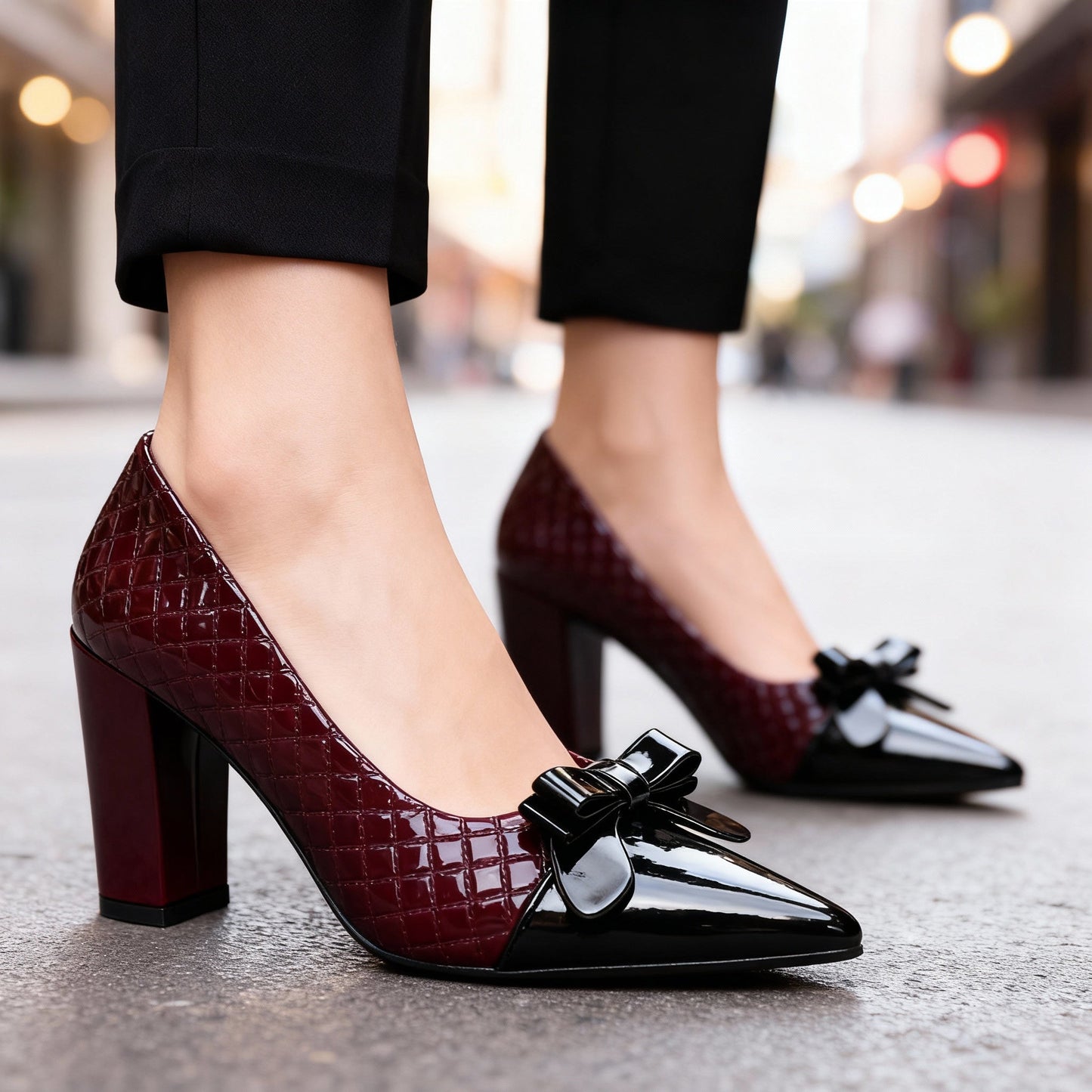 Women's Vegan Leather High Heels with Bow Detail Klara