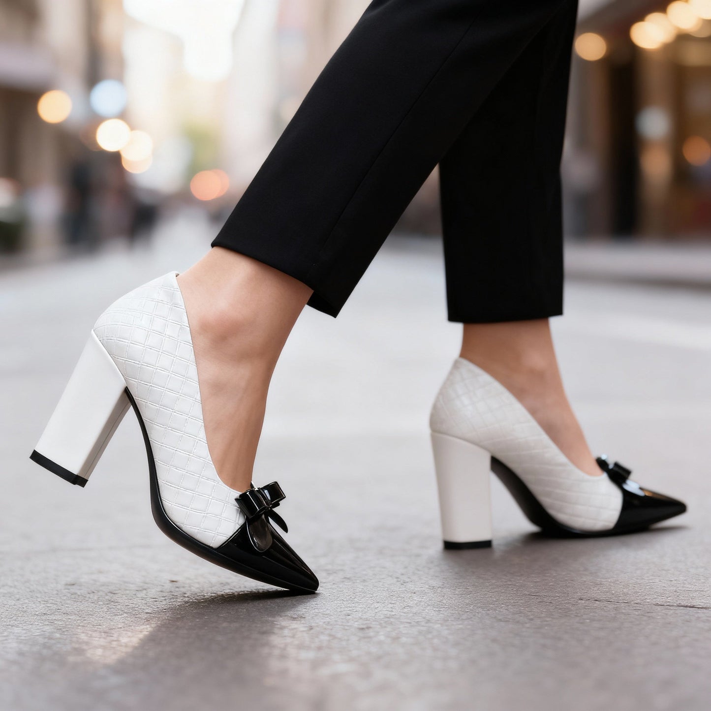 Women's Vegan Leather High Heels with Bow Detail Klara