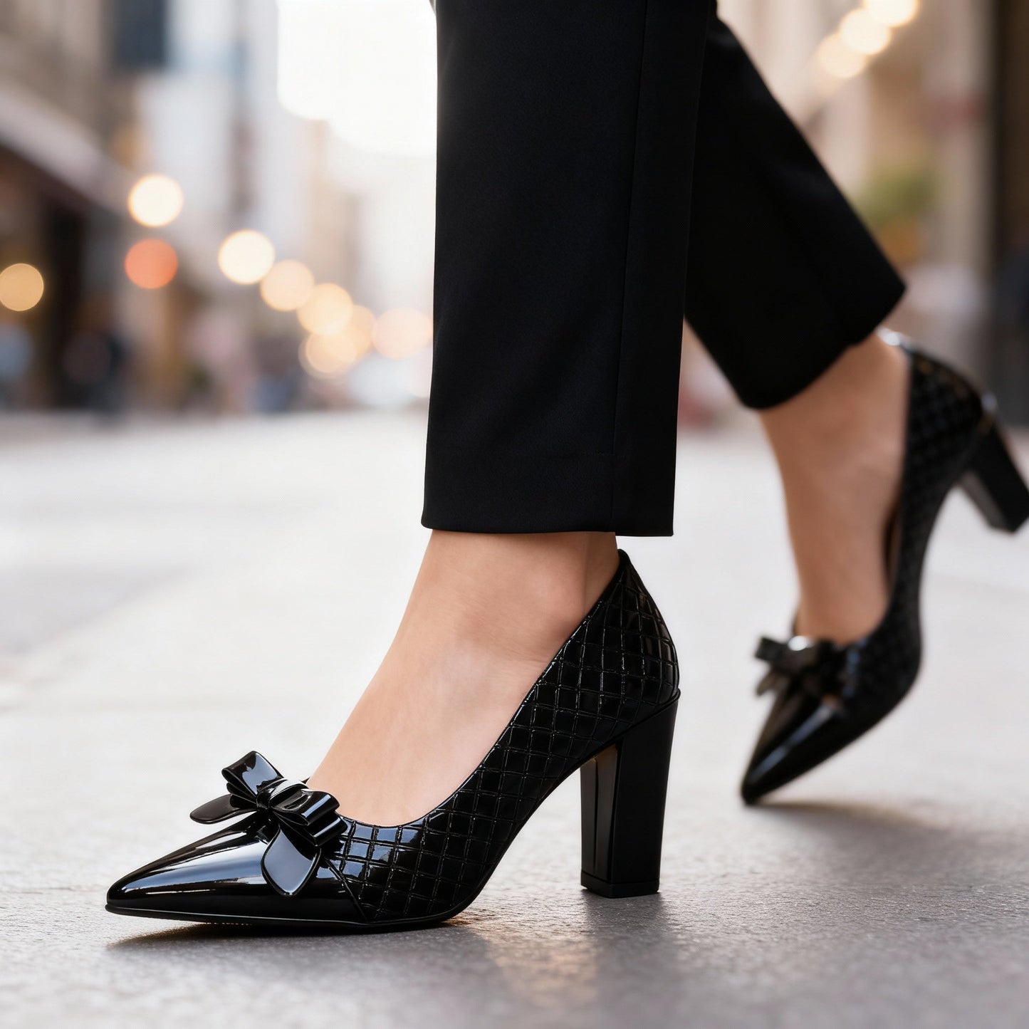 Women's Vegan Leather High Heels with Bow Detail Klara