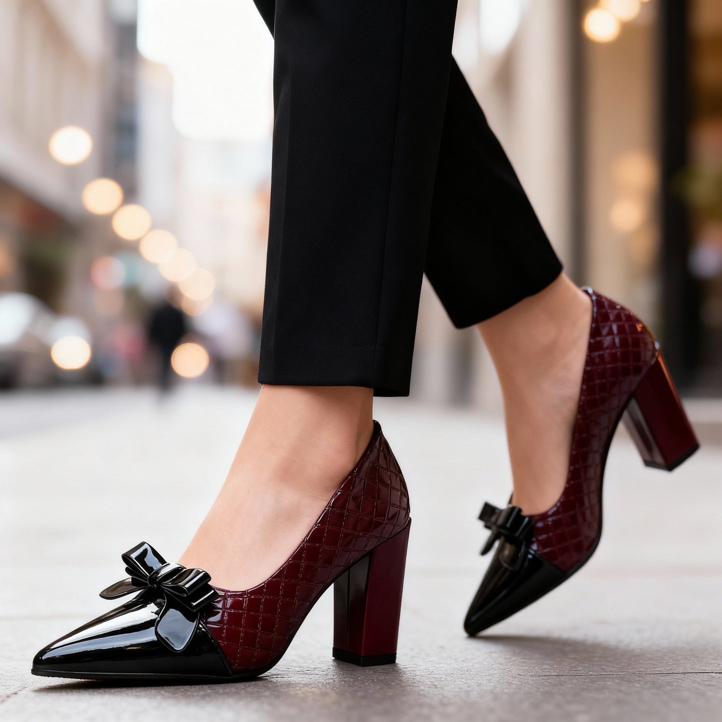 Women's Vegan Leather High Heels with Bow Detail Klara