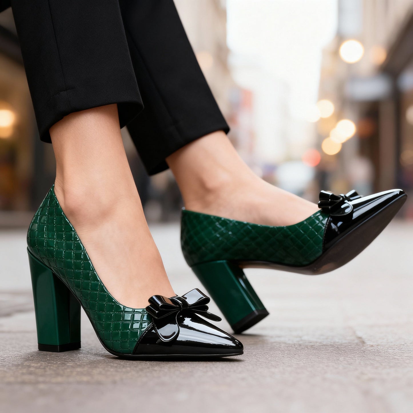 Women's Vegan Leather High Heels with Bow Detail Klara