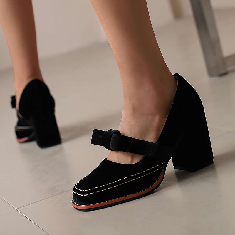 Women's Velvet Block Heel Loafers Klara