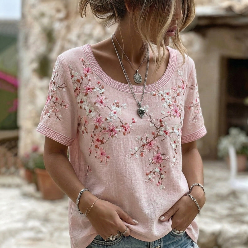 Women's Vintage Floral Cotton T-Shirt Klara