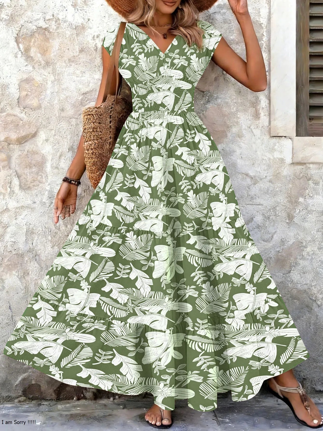 Women's Vintage Floral Pattern V-Neck Summer Dress Klara