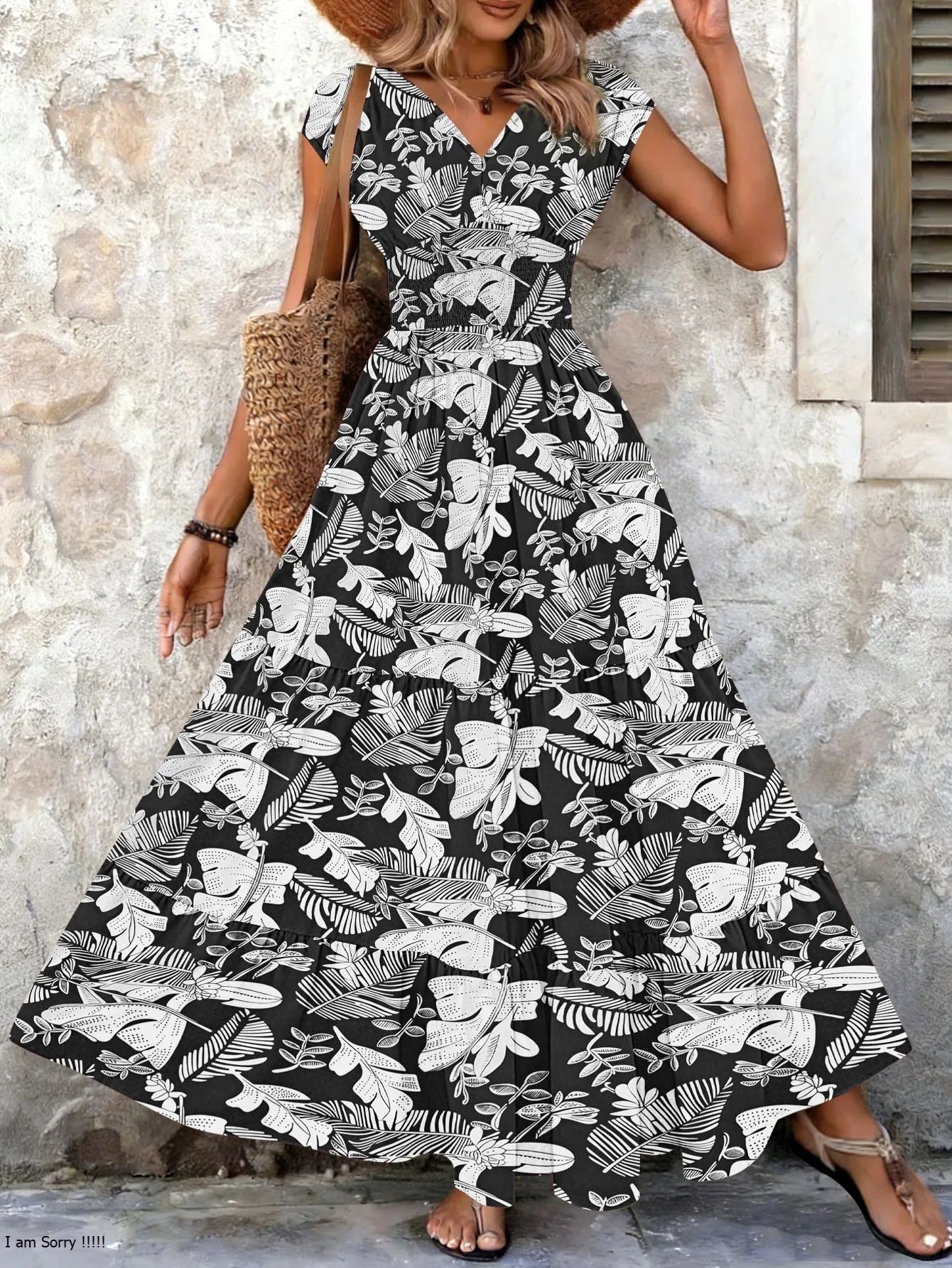 Women's Vintage Floral Pattern V-Neck Summer Dress Klara
