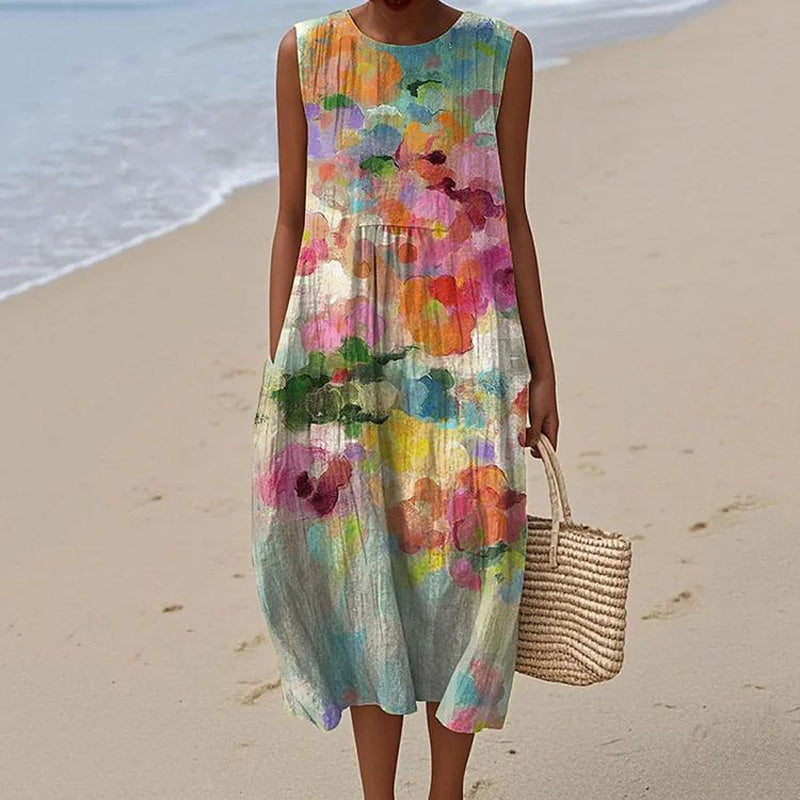 Women's Vintage Printed Calf-Length Summer Dress Klara