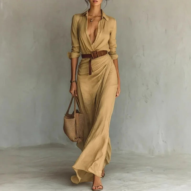 Women's Draped Design Maxi Dress Klara