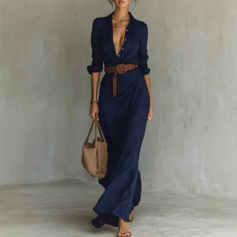 Women's Draped Design Maxi Dress Klara
